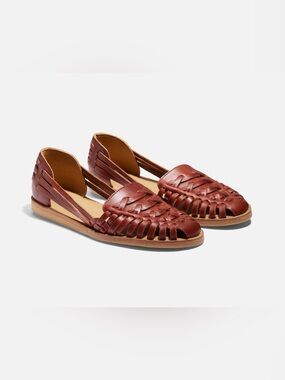 GUC Nisolo Women's Brandy / Redish Brown Woven Leather Slip-On Flats - Size 8